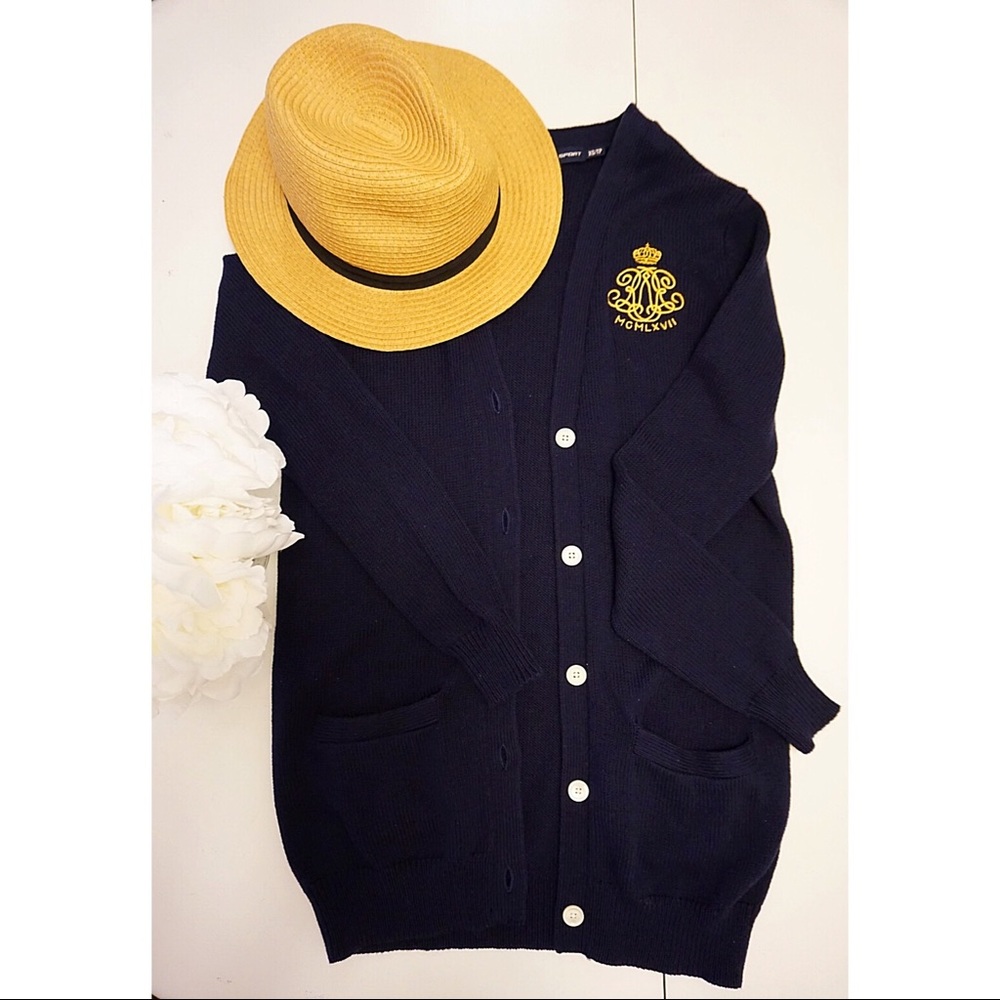 Ralph Lauren Sport Navy Blue Cardigan Long XS